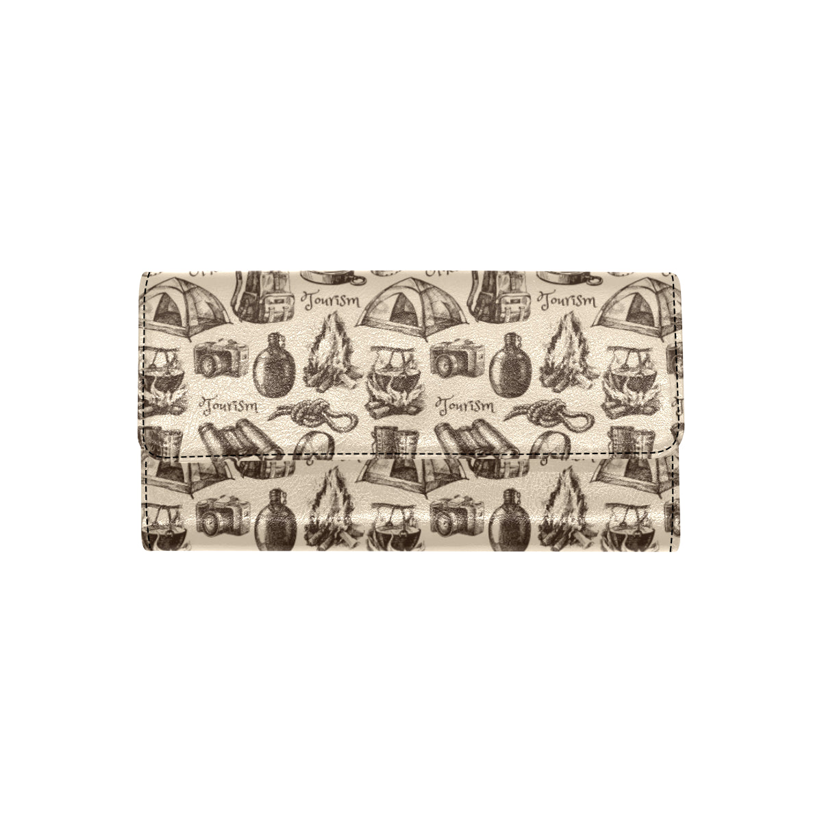 Camping Pattern Print Design 01 Women's Trifold Wallet