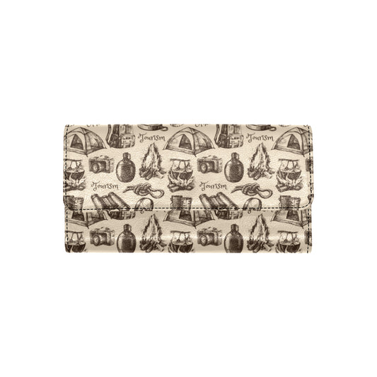 Camping Pattern Print Design 01 Women's Trifold Wallet