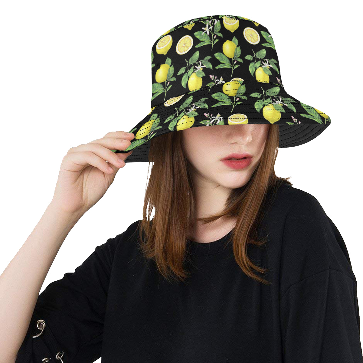 Lemon Pattern Print Design LM02 Unisex Bucket Hat