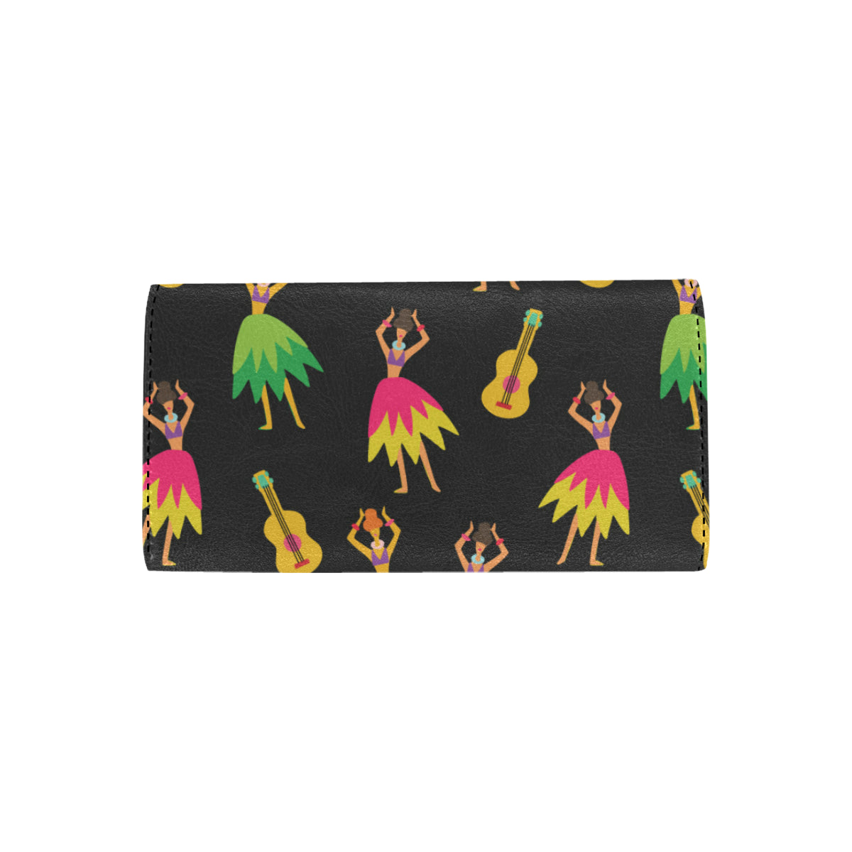 Hula Dancers Hawaiian Girl Pattern Print Design 03 Women's Trifold Wallet