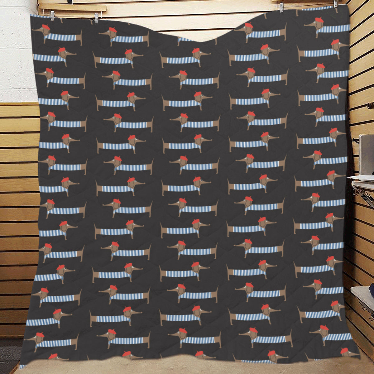 Dachshund Pattern Print Design 04 Premium Quilt