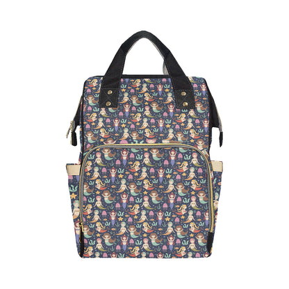 Mermaid Cartoon Pattern Print Design 03 Diaper Bag Backpack