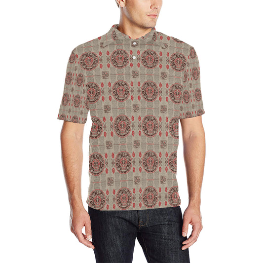 Calendar Aztec Print Pattern Men Polo Shirt