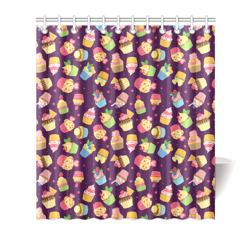 Cupcake Pattern Print Design 05 Shower Curtain