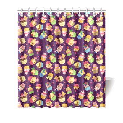 Cupcake Pattern Print Design 05 Shower Curtain