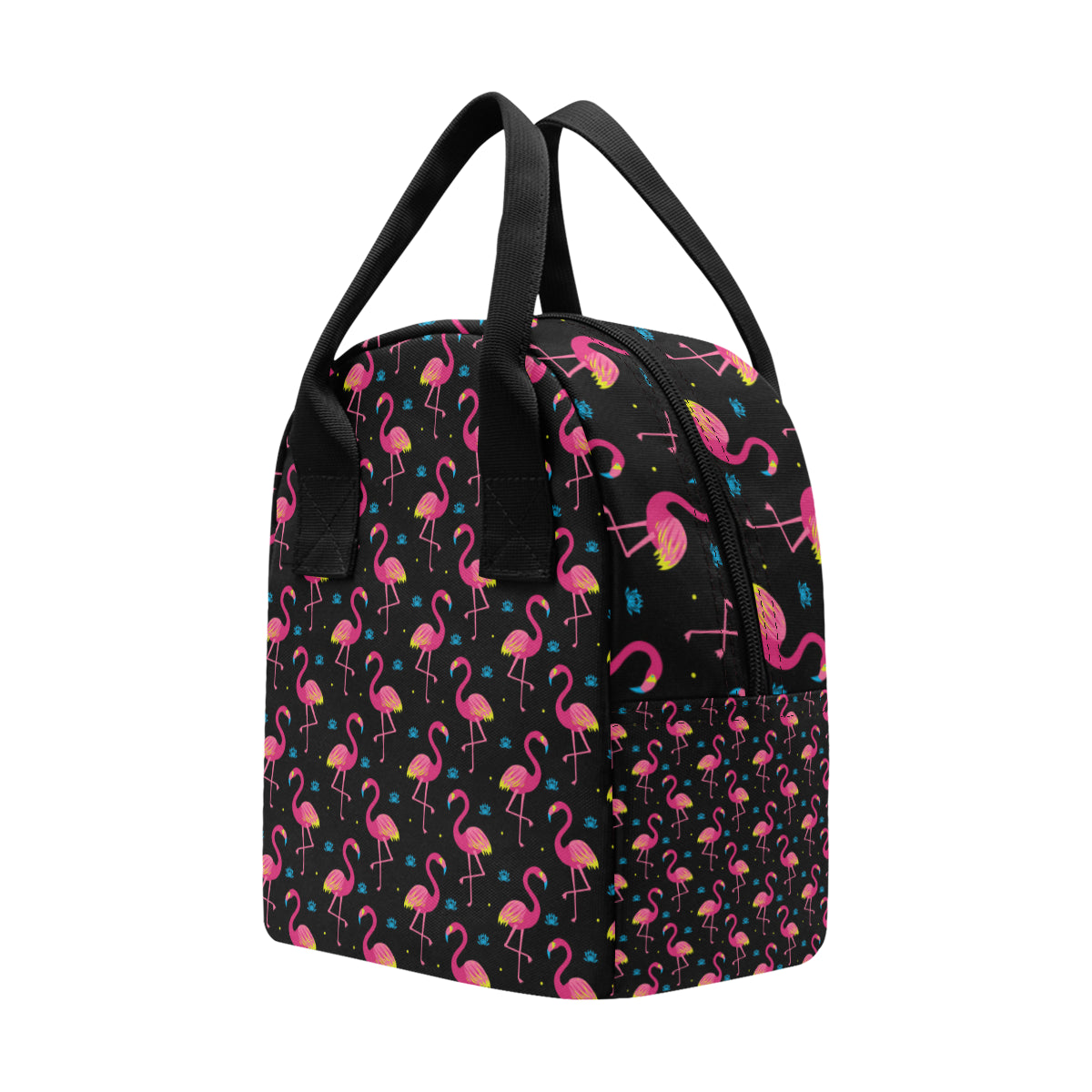 Flamingo Pink Neon Print Pattern Insulated Lunch Bag