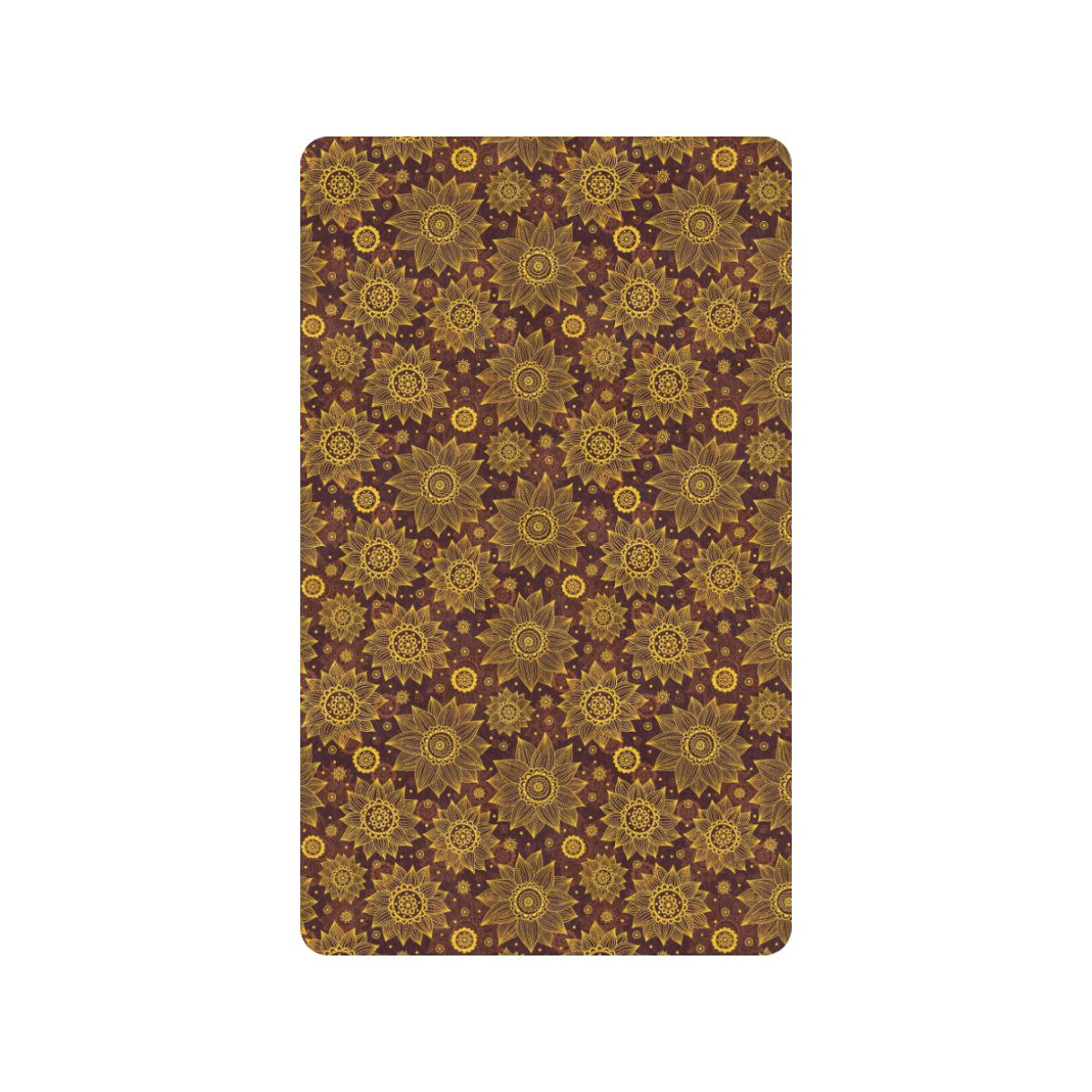 Gold Sunflower Hand Drawn Print Rubber Doormat