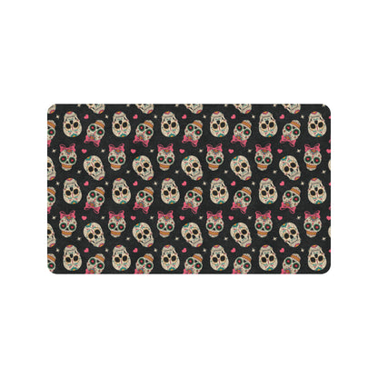 Sugar Skull Pink Bow Themed Print Rubber Doormat