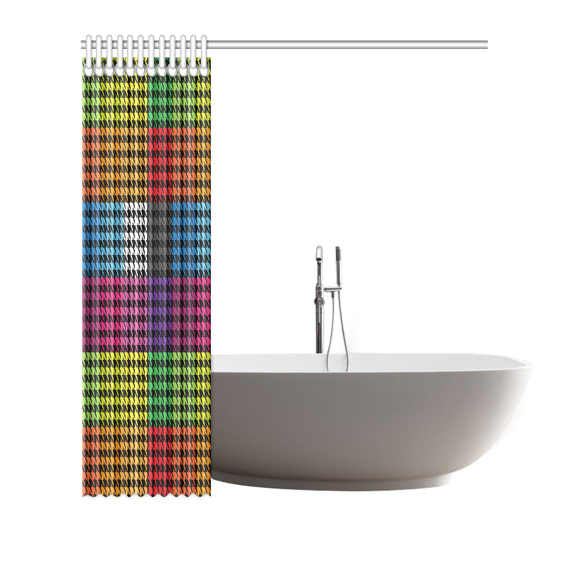 Houndstooth Colorful Pattern Print Design 01 Shower Curtain