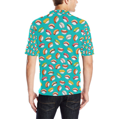 Sushi Themed Print Men Polo Shirt