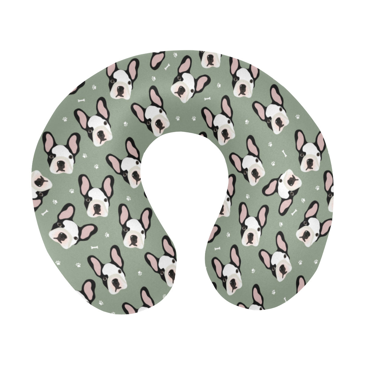 Boston Terrier Pattern Print Design 05 U-Shaped Travel Neck Pillow