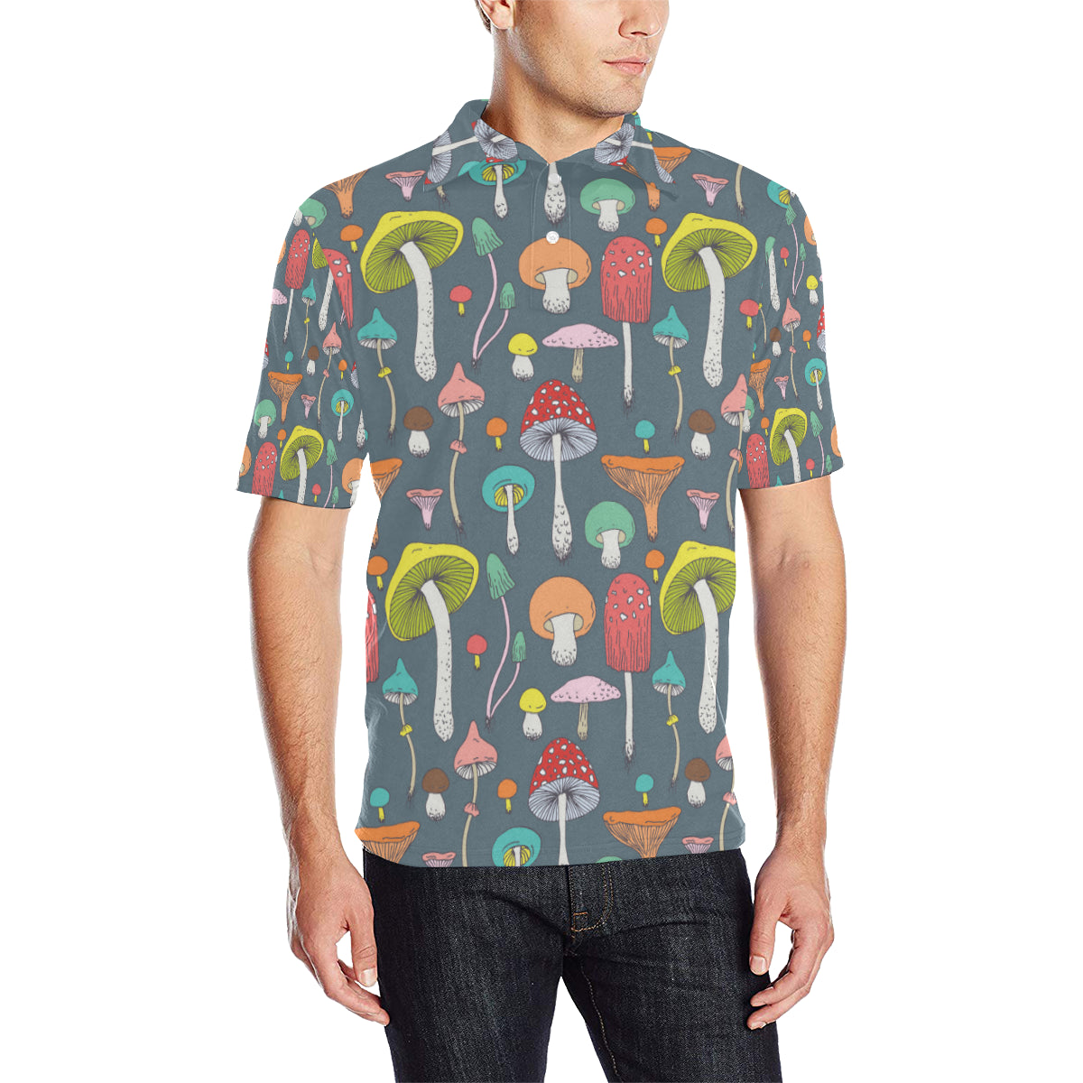 Mushroom Pattern Print Design A03 Men Polo Shirt