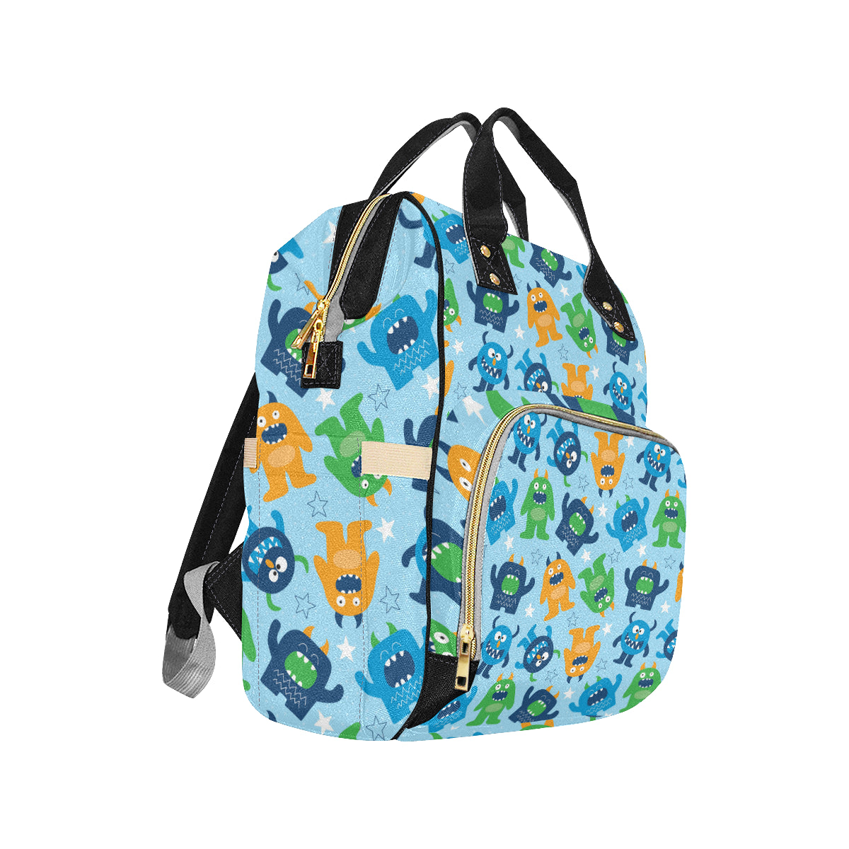 Monster Cartoon Pattern Print Design 04 Diaper Bag Backpack