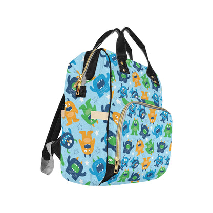 Monster Cartoon Pattern Print Design 04 Diaper Bag Backpack