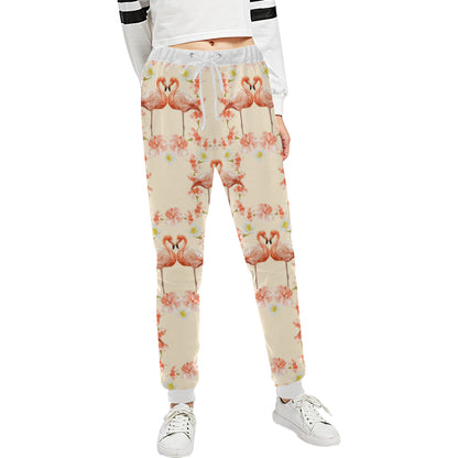 Flamingo Hibiscus Print Pattern Unisex Sweatpants