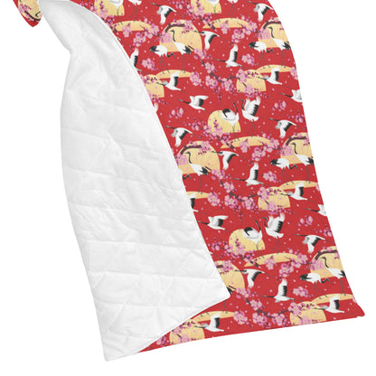 Crane Pattern Print Design 04 Premium Quilt