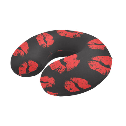 Lip Red Pattern Print Design 02 U-Shaped Travel Neck Pillow