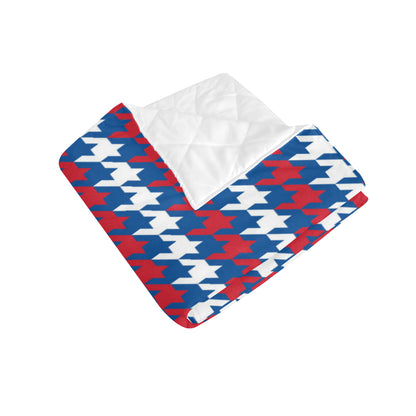 Patriotic Houndstooth Pattern Print Design A02 Premium Quilt