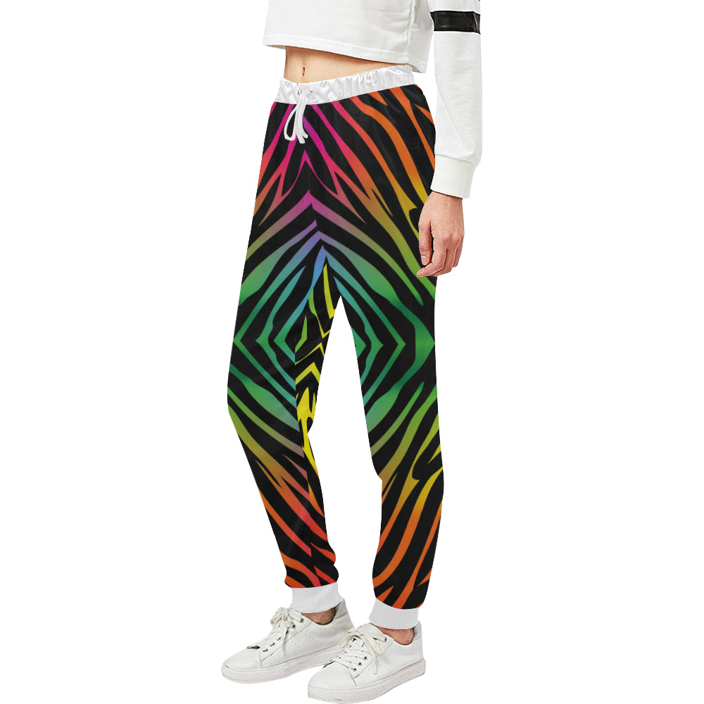 Rainbow Zebra Themed Print Unisex Sweatpants