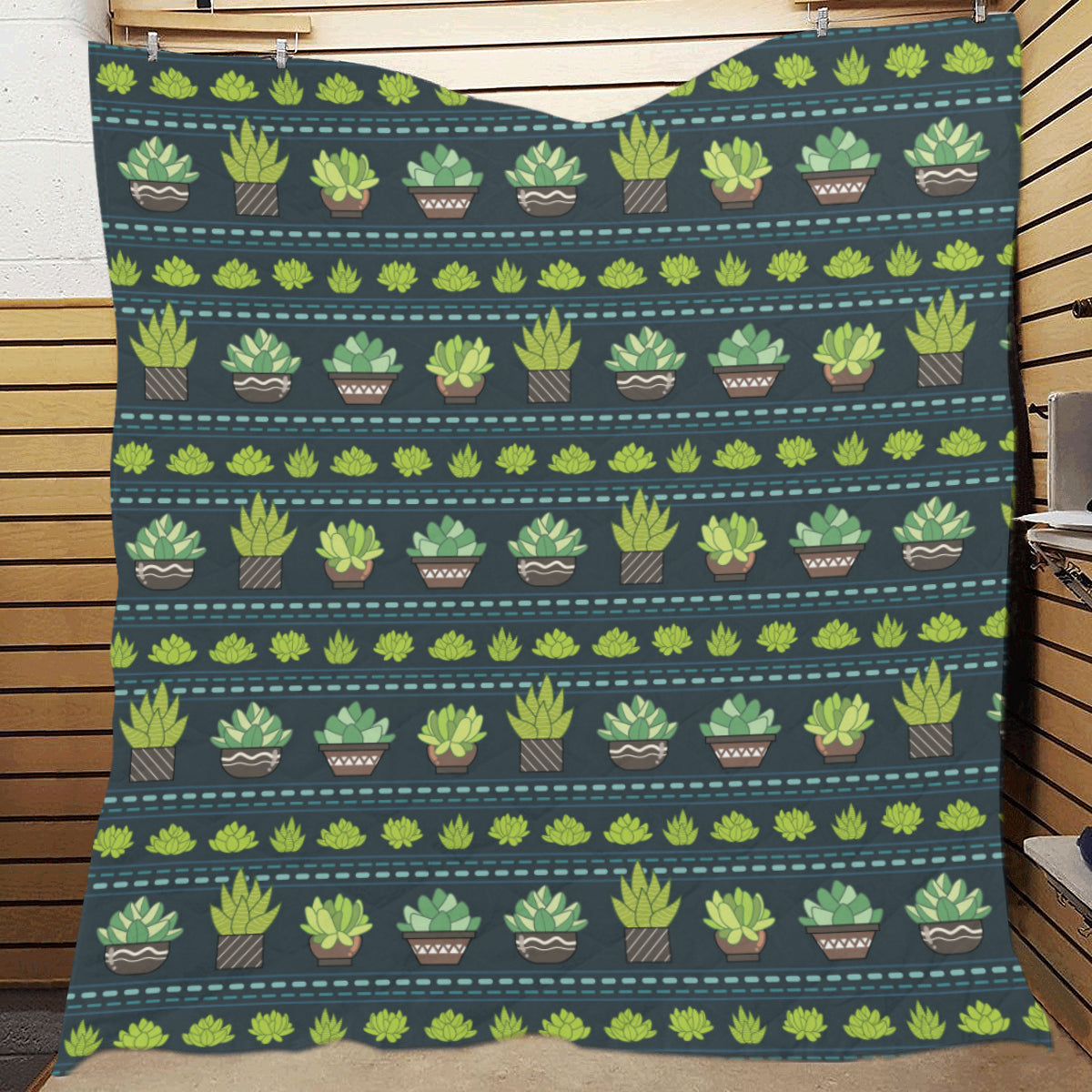 Cactus Pattern Print Design 07 Premium Quilt