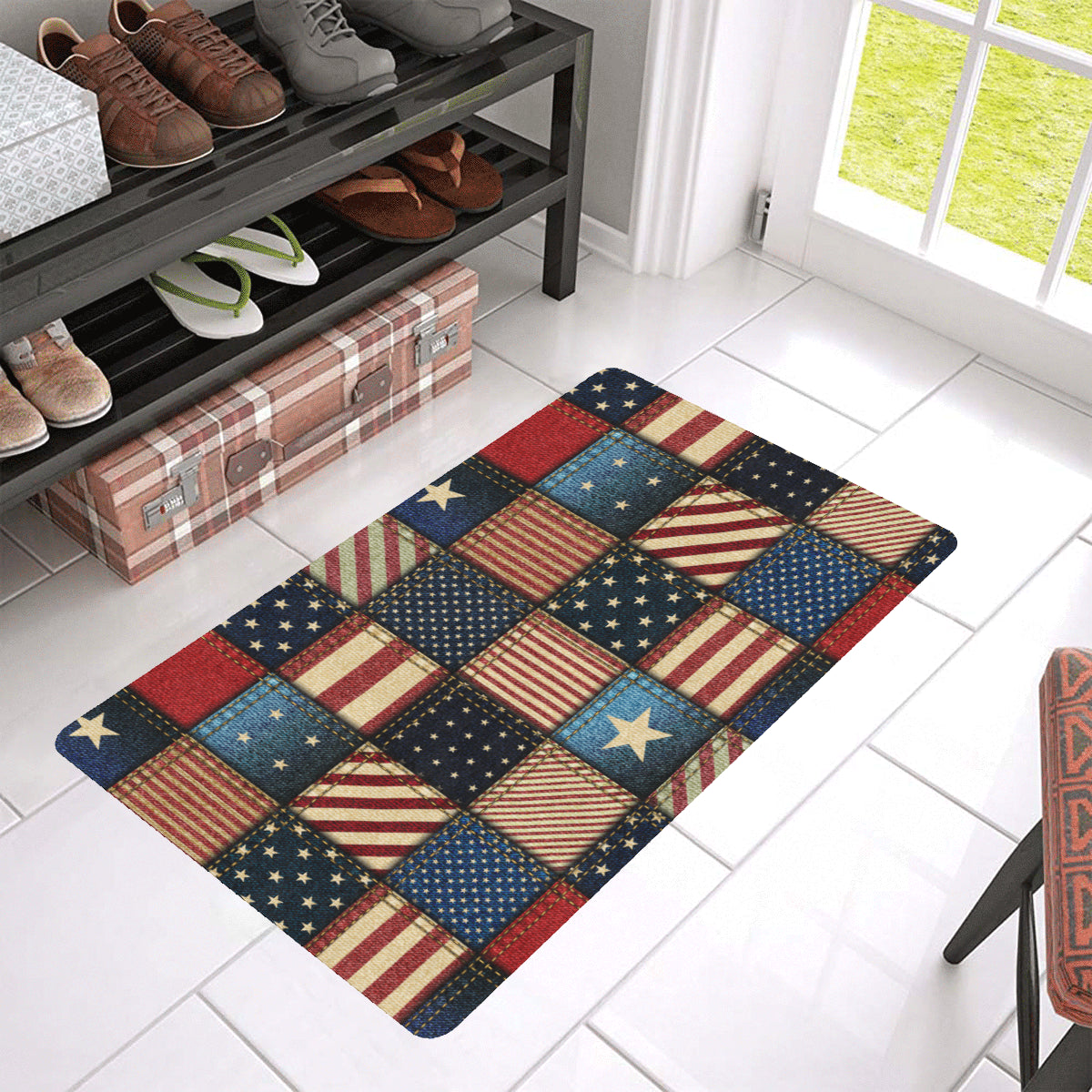 American flag Patchwork Design Rubber Doormat