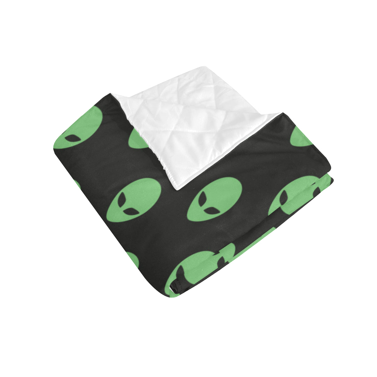 Alien Green Neon Pattern Print Design 01 Premium Quilt