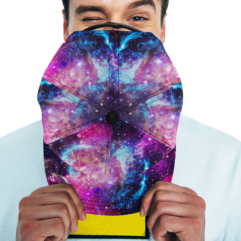 Galaxy Night Purple Space Print Snapback Cap