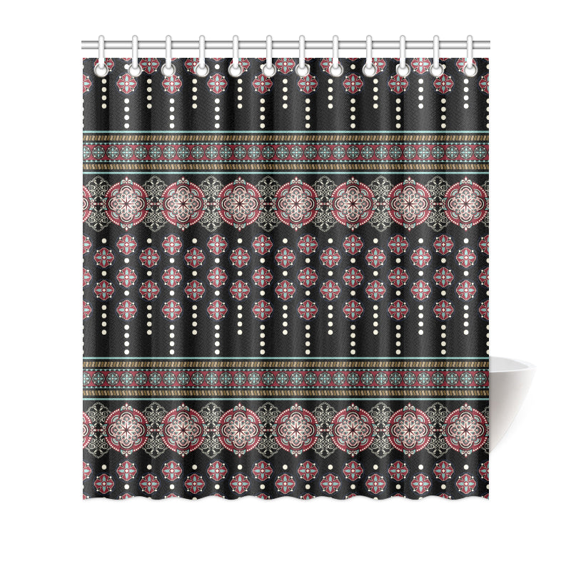 Ethnic Dot Style Print Pattern Shower Curtain