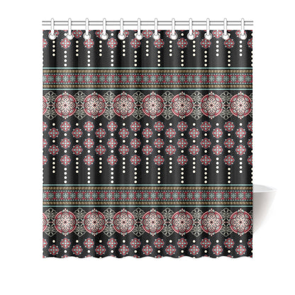 Ethnic Dot Style Print Pattern Shower Curtain