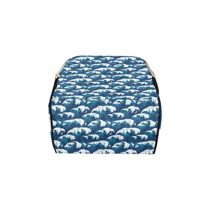 Ocean Wave Pattern Print Diaper Bag Backpack