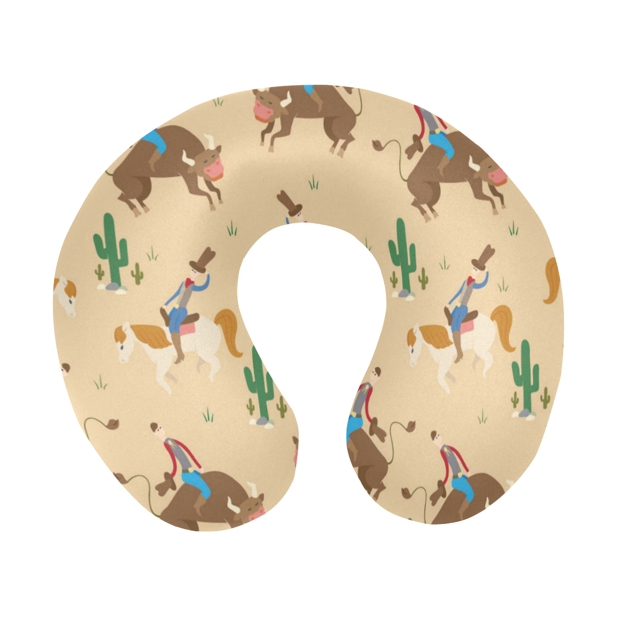 Rodeo Pattern Print Design A02 U-Shaped Travel Neck Pillow