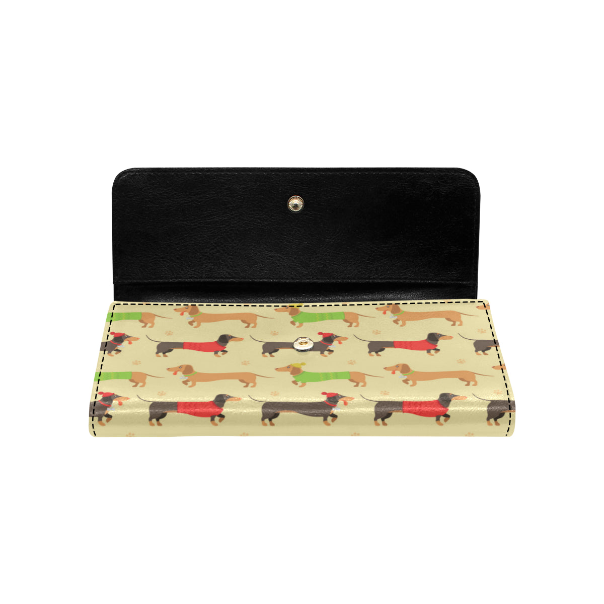 Dachshund Pattern Print Design 06 Women's Trifold Wallet