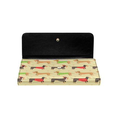 Dachshund Pattern Print Design 06 Women's Trifold Wallet
