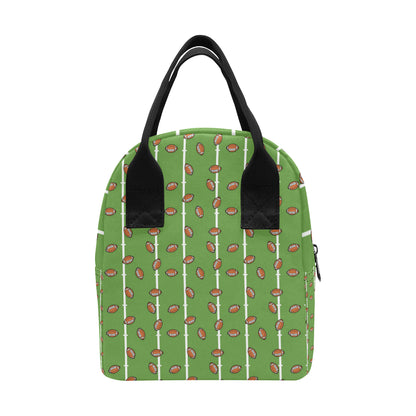 American Football on Field Themed Print Insulated Lunch Bag