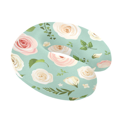 Lisianthus Pattern Print Design 01 U-Shaped Travel Neck Pillow