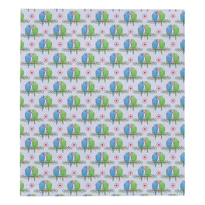 Budgerigar Pattern Print Design 05 Premium Quilt