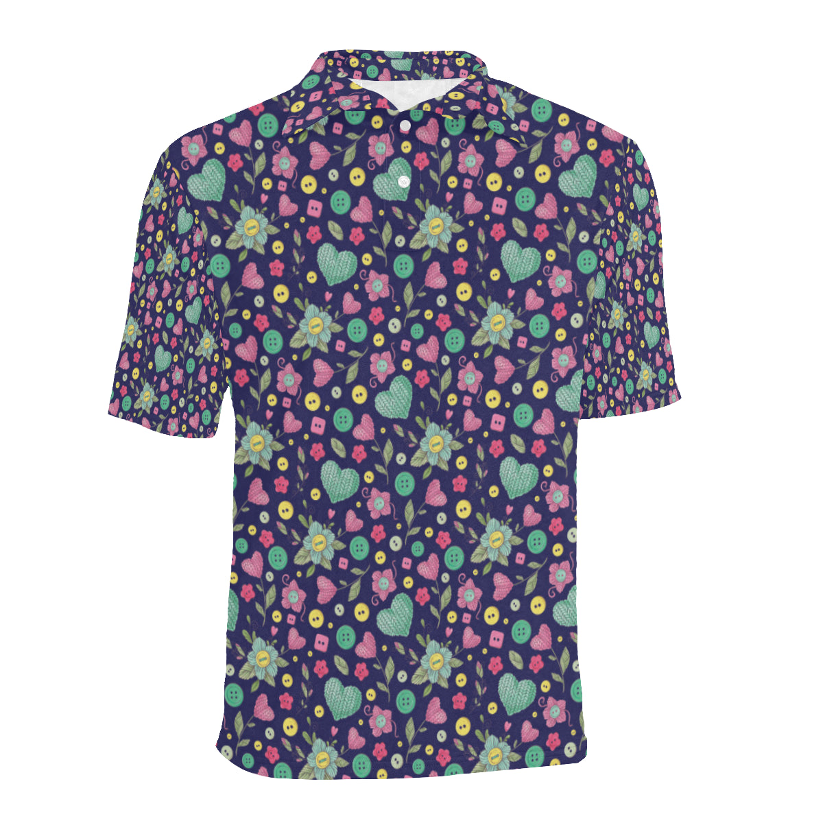 Crochet Pattern Print Design 02 Men Polo Shirt
