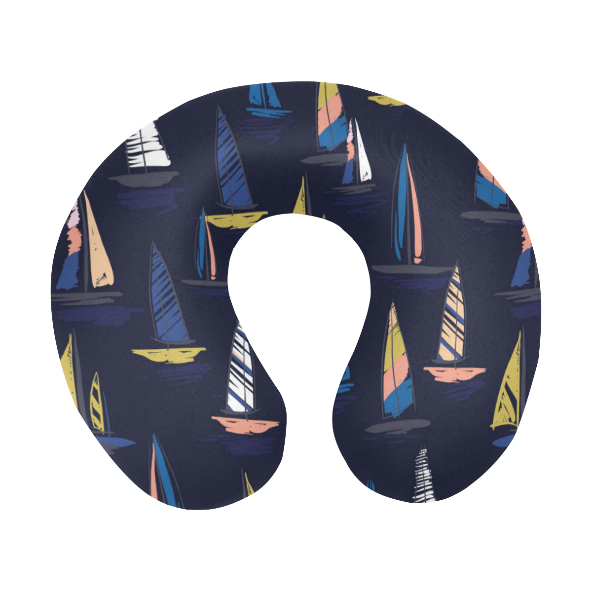 Sailing Ships Pattern Print Design A03 U-Shaped Travel Neck Pillow