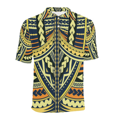 Polynesian Tattoo Print Men Polo Shirt