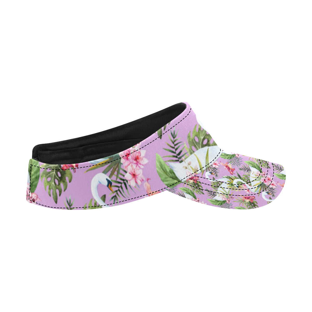Swan with Flower Pattern Print Design 01 Unisex Sun Visor