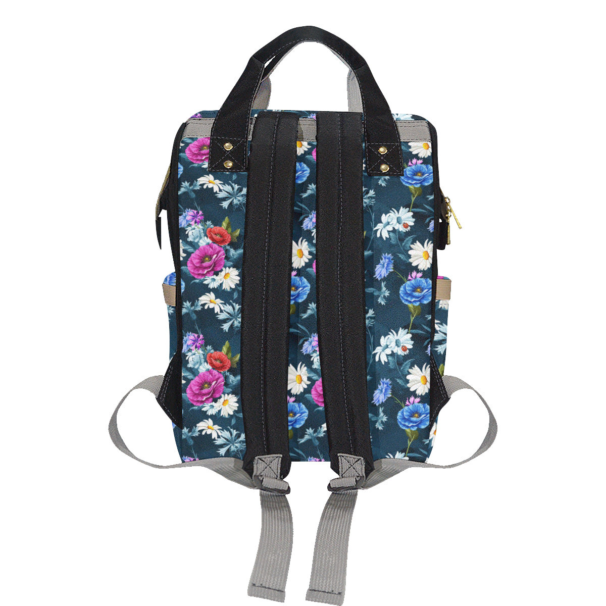 Floral Blue Themed Print Diaper Bag Backpack