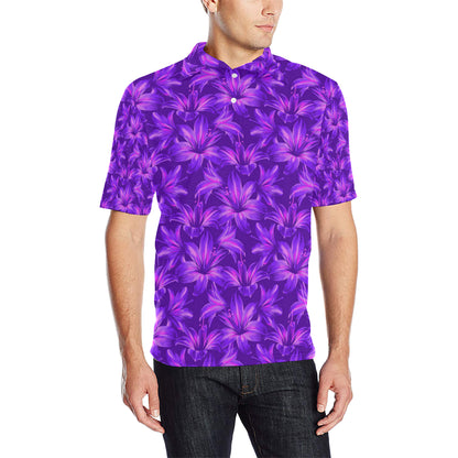 Amaryllis Pattern Print Design AL03 Men Polo Shirt