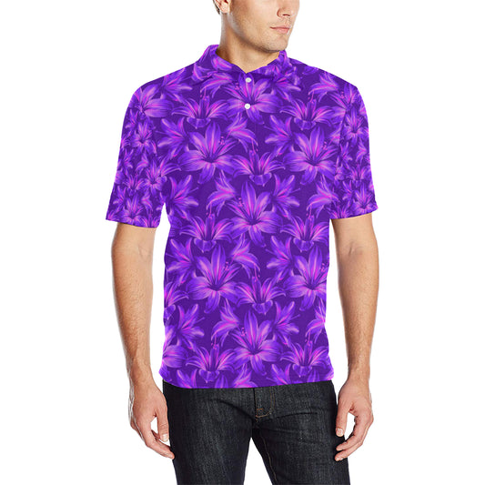 Amaryllis Pattern Print Design AL03 Men Polo Shirt