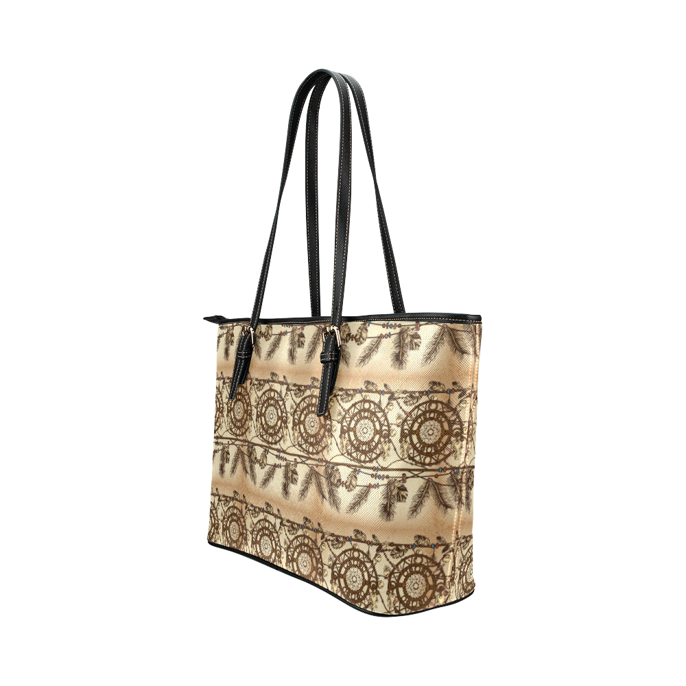 Dream catcher vintage native Leather Tote Bag