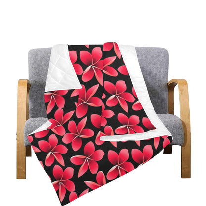 Red Plumeria Pattern Print Design PM025 Premium Quilt