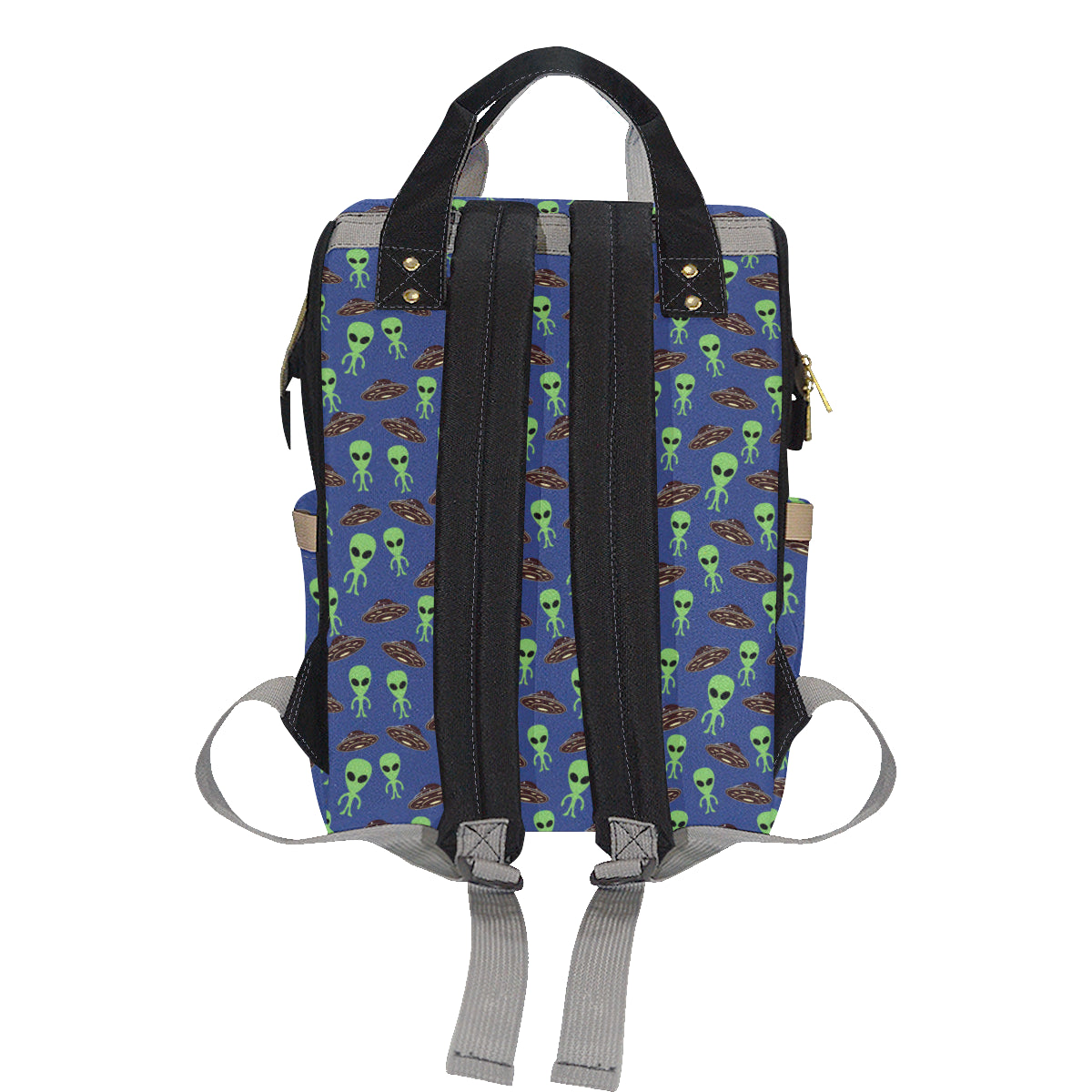 Alien Green UFO Pattern Diaper Bag Backpack