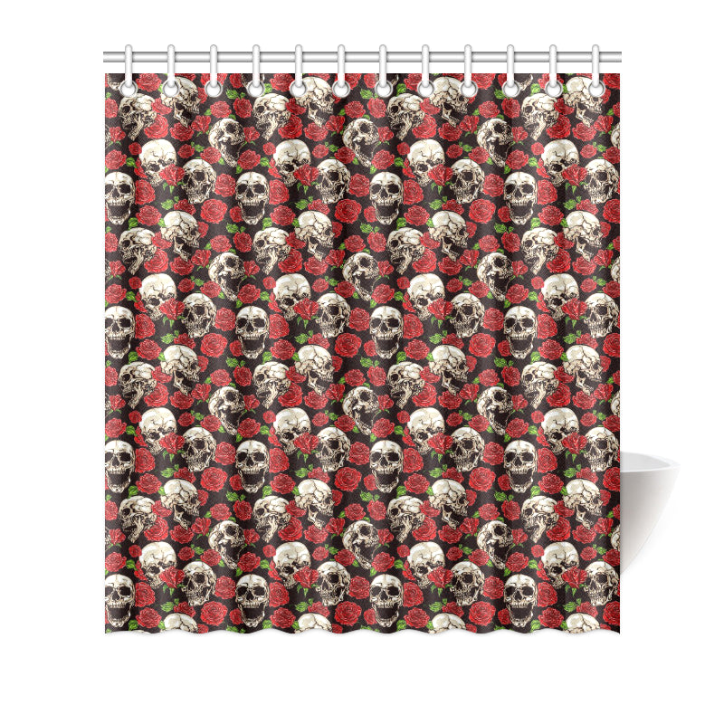 Skull Roses Design Themed Print Shower Curtain