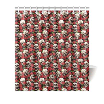 Skull Roses Design Themed Print Shower Curtain