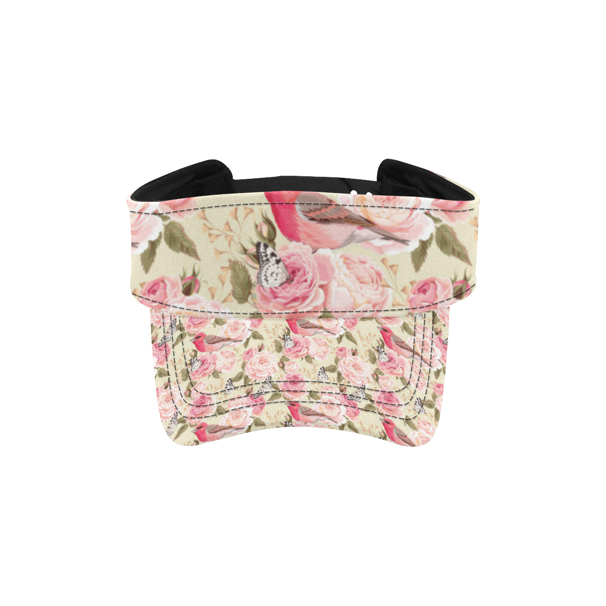 Bird Butterfly Pink Flower Print Pattern Unisex Sun Visor