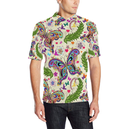 Butterfly Colorful Indian Style Men Polo Shirt
